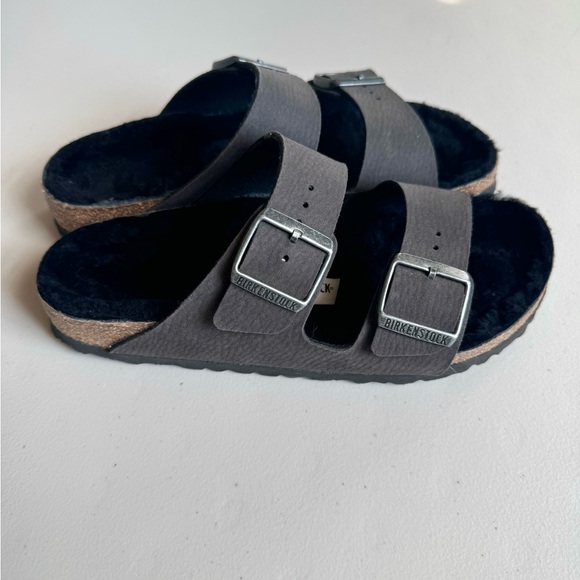 Birkenstock Arizona Shearling Synthetics Desert Dust Black 38 - Picture 5 of 10
